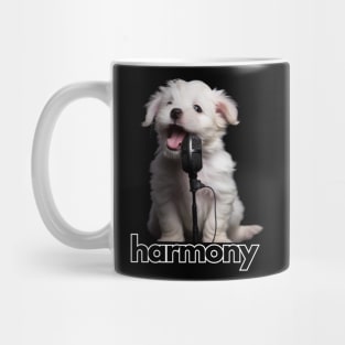 Cute White Puppy Singing Mug